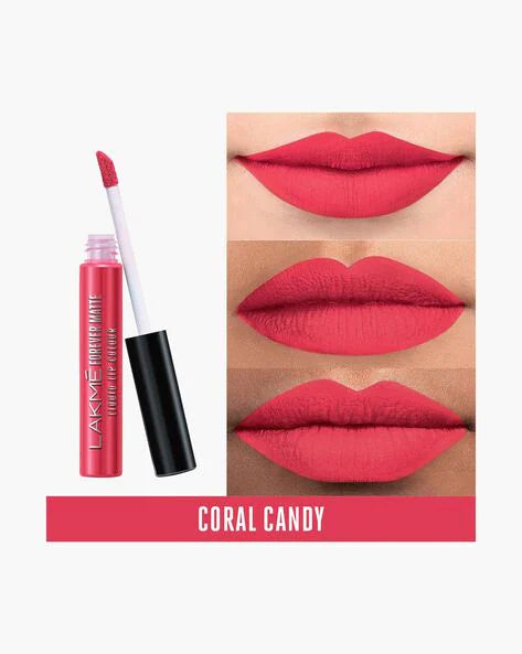 Lakme Forever Matte Liquid Lip Color - CORAL CANDY