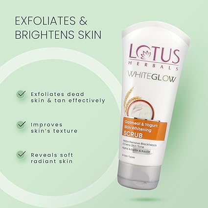 Lotus Herbal WhiteGlow Skin Brightening Oatmeal & Yogurt Scrub 100GM