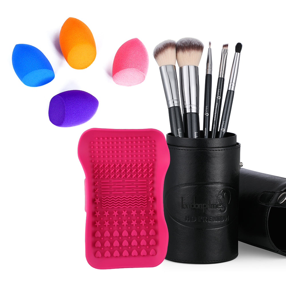 London Prime PCS Makeup Brush Set Mini Sponges Brush cleaner