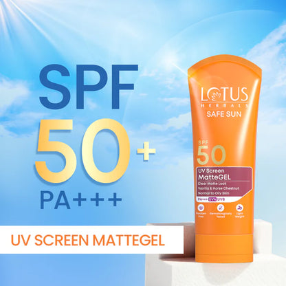 Lotus Herbal Safe Sun UV Screen MatteGEL Sunscreen SPF 50 PA+++ 50GM