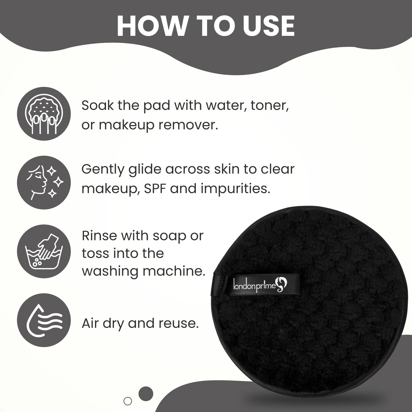 London Prime Makeup Remover Pad- Black