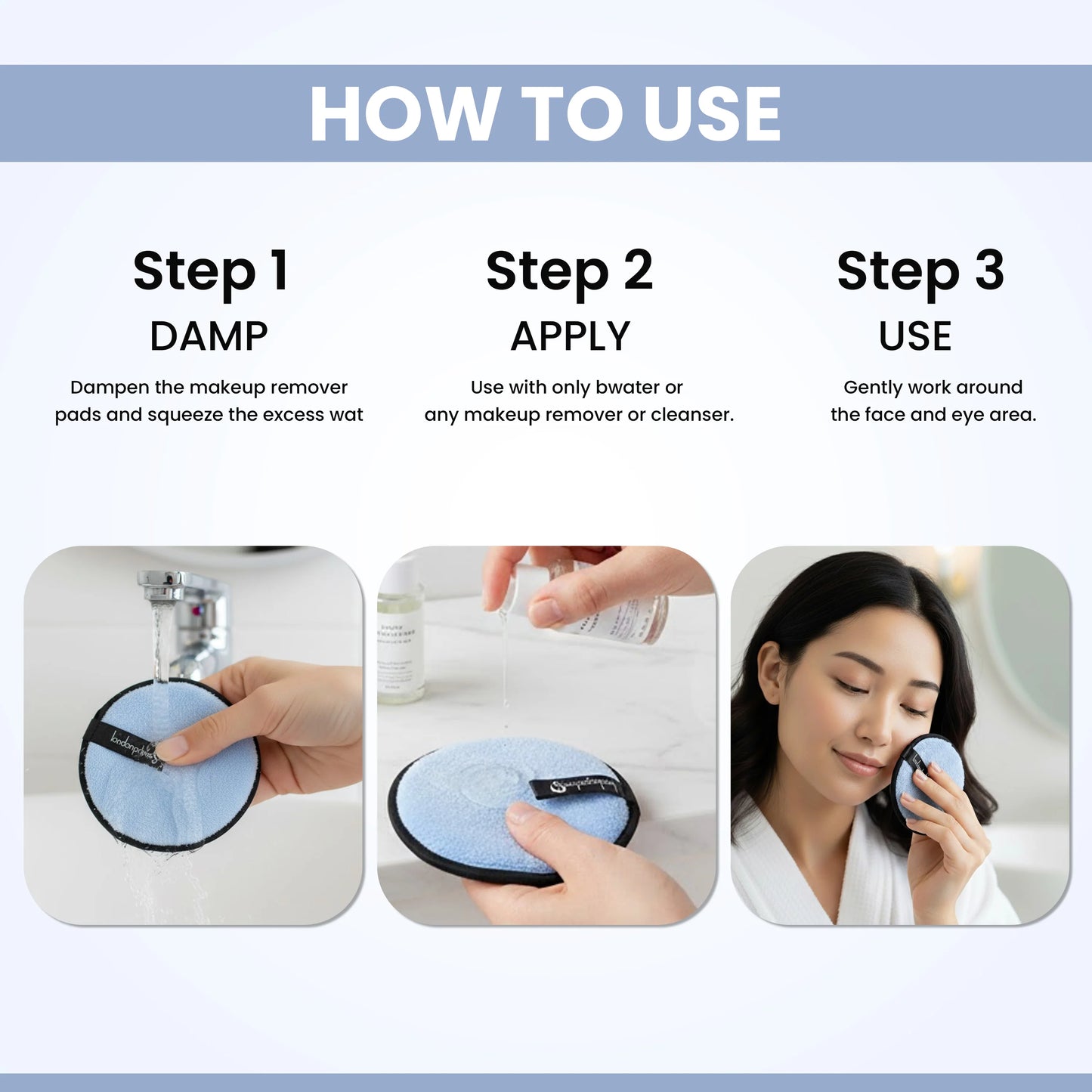 London Prime Reusable Makeup Remover Pad Pro - Denim Blue