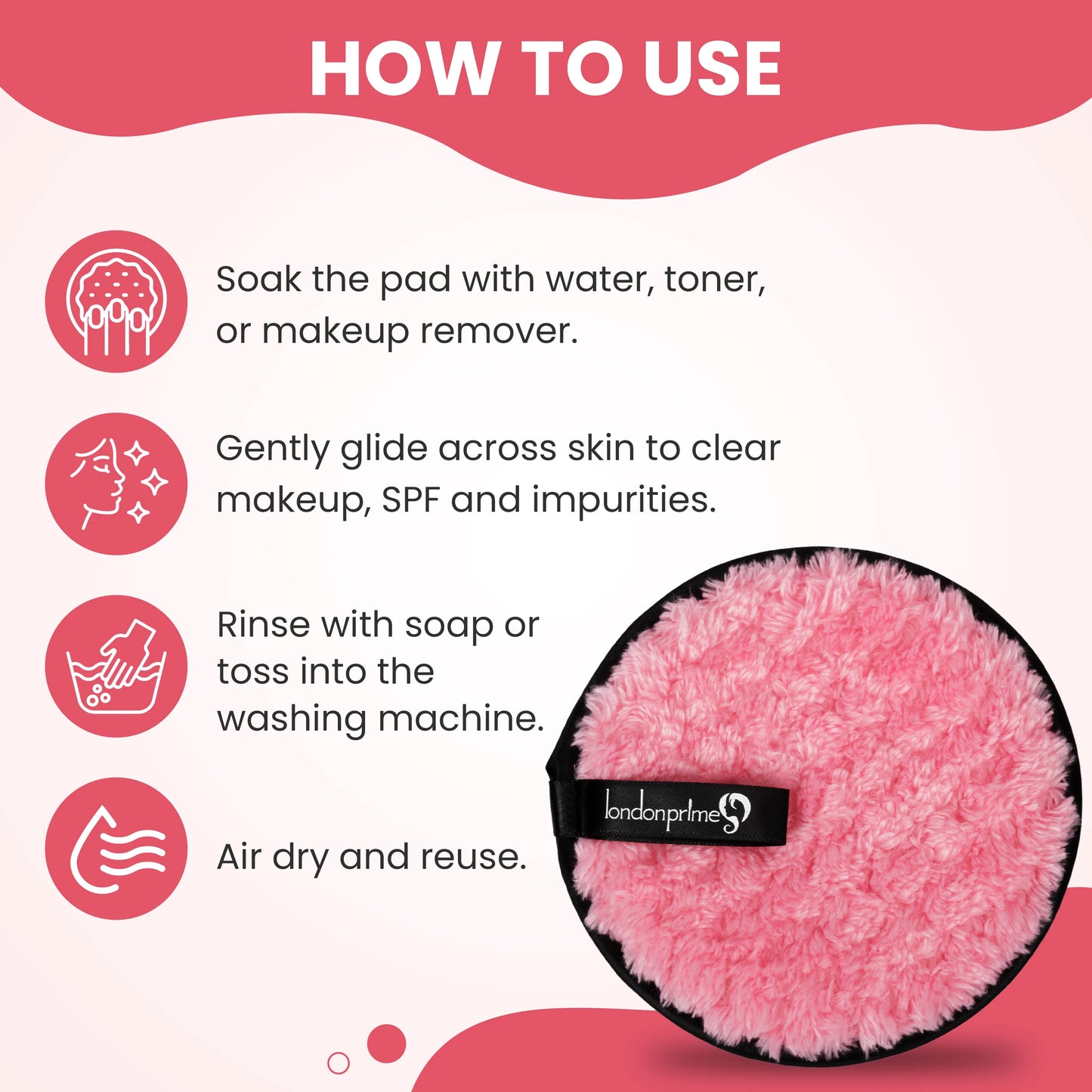 London Prime Makeup Remover Pad- Pink