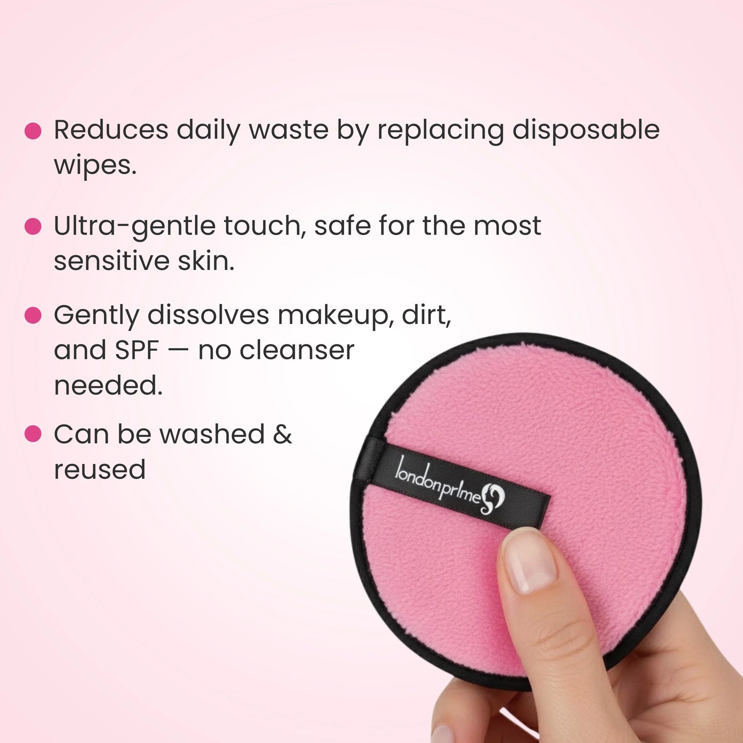 London Prime Reusable Makeup Remover Pad Pro - Baby Pink