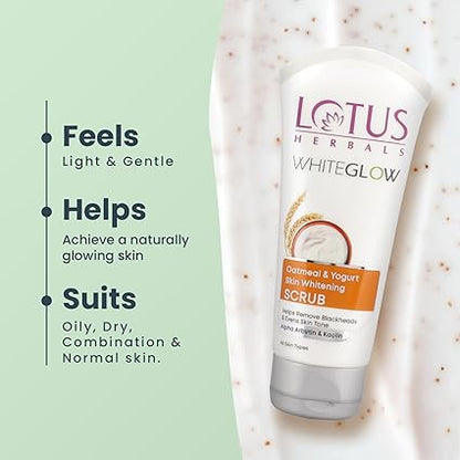 Lotus Herbal WhiteGlow Skin Brightening Oatmeal & Yogurt Scrub 100GM