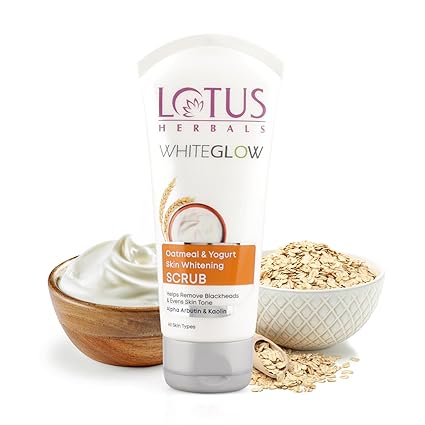 Lotus Herbal WhiteGlow Skin Brightening Oatmeal & Yogurt Scrub 100GM