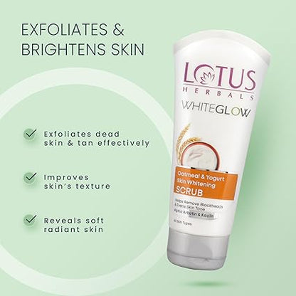 Lotus Herbal WhiteGlow Skin Brightening Oatmeal & Yogurt Scrub 100GM