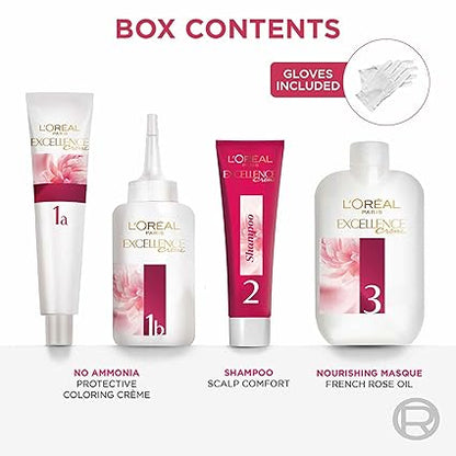 L'Oreal Paris Excellence Creme Hair Color, 3 Dark Brown, 72ml+100g