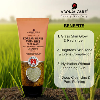 AROMA CARE KOREAN GLASS WITH RICE FACE WASH 50ML