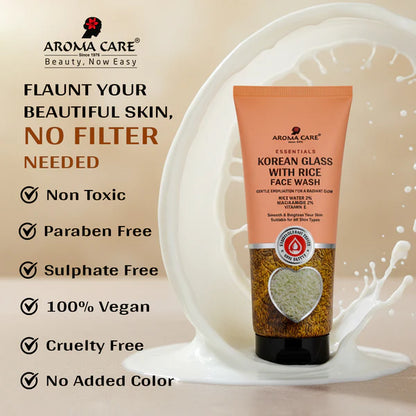 AROMA CARE KOREAN GLASS WITH RICE FACE WASH 50ML