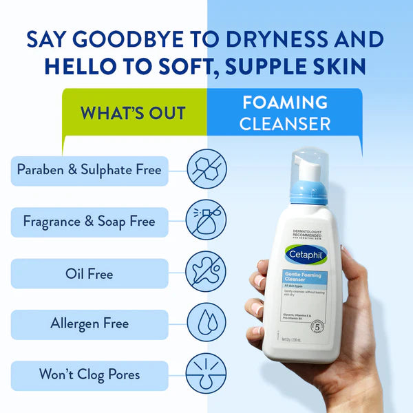 Cetaphil Gentle Foaming Cleanser for Dry to Normal Sensitive skin (236ml)