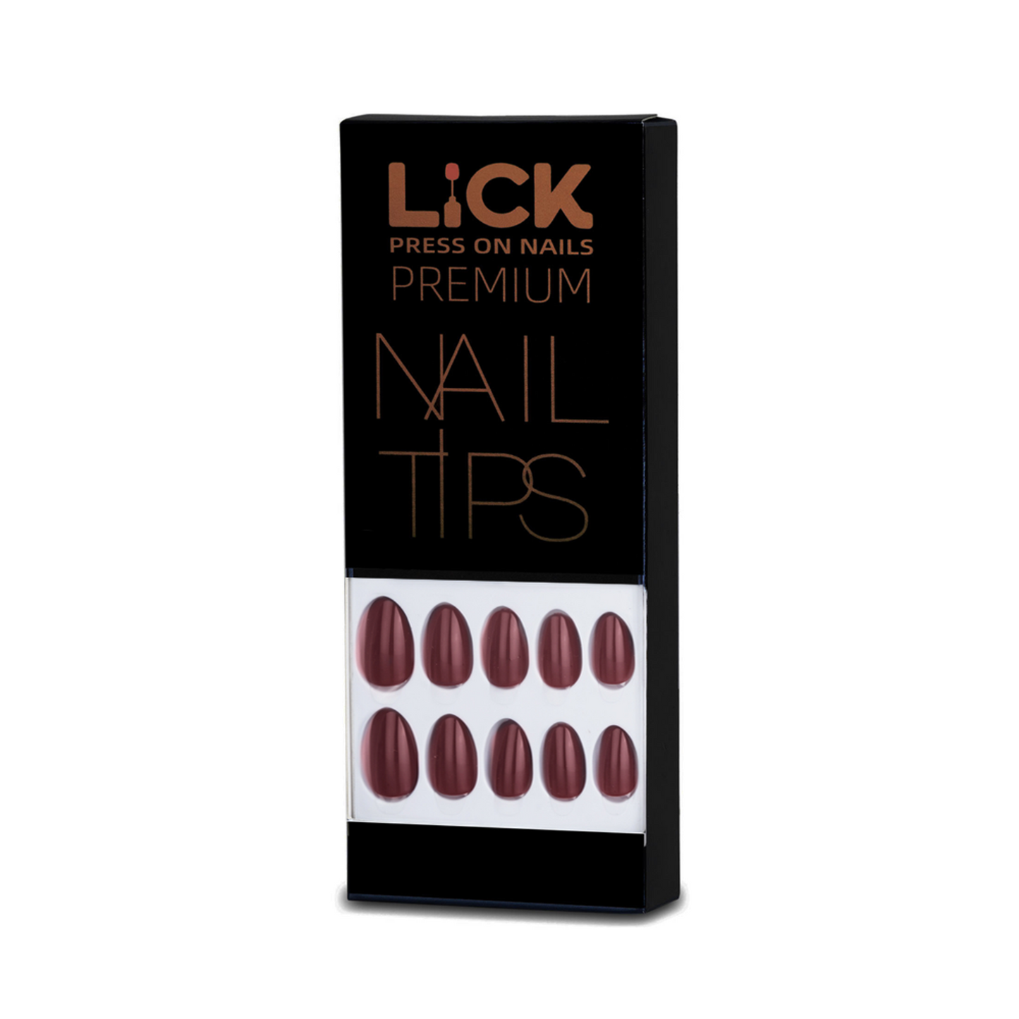 LICK NAILS Oval Shape Dark Maroon Press On Nails
