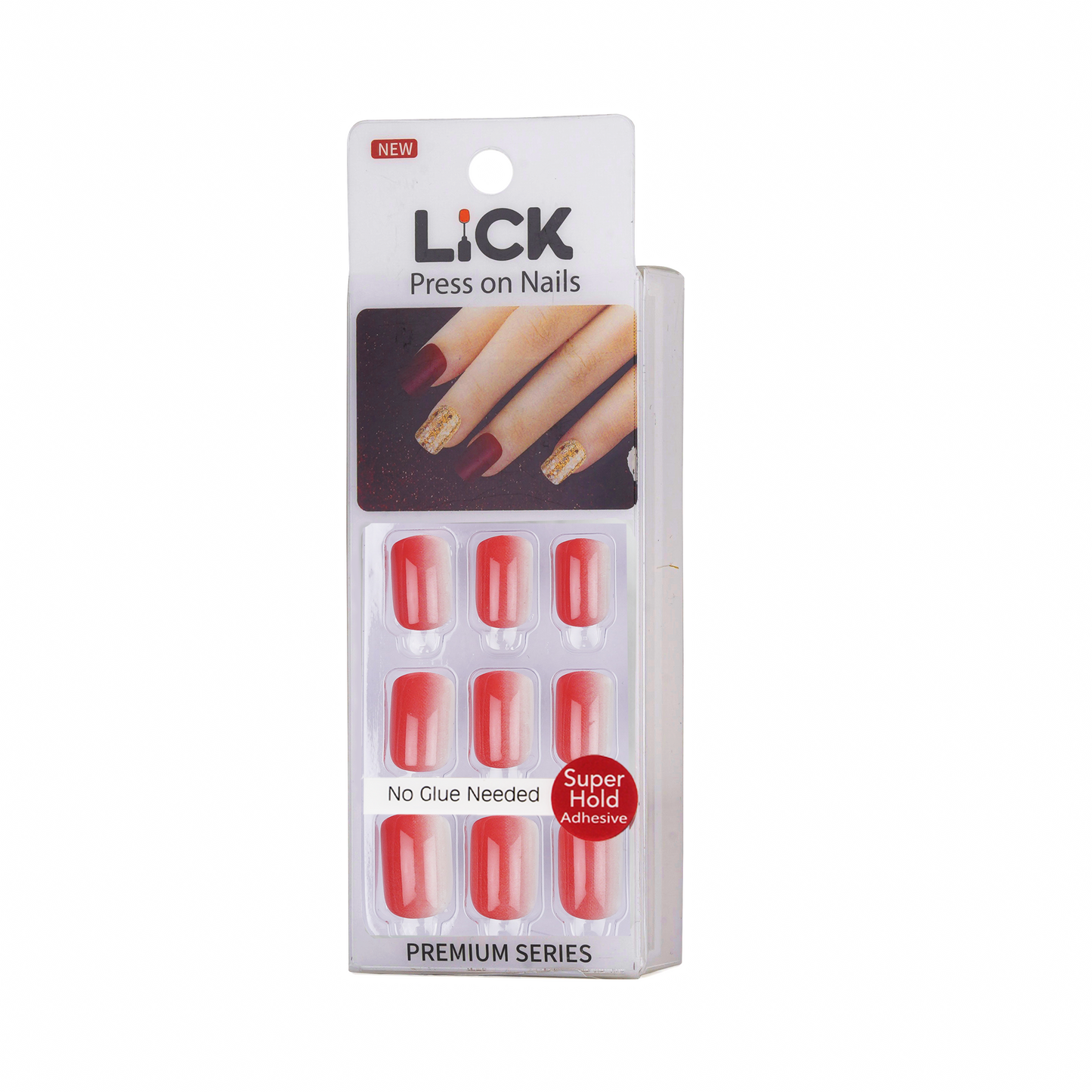 LICK NAILS Square Coral Pink Press On Nails