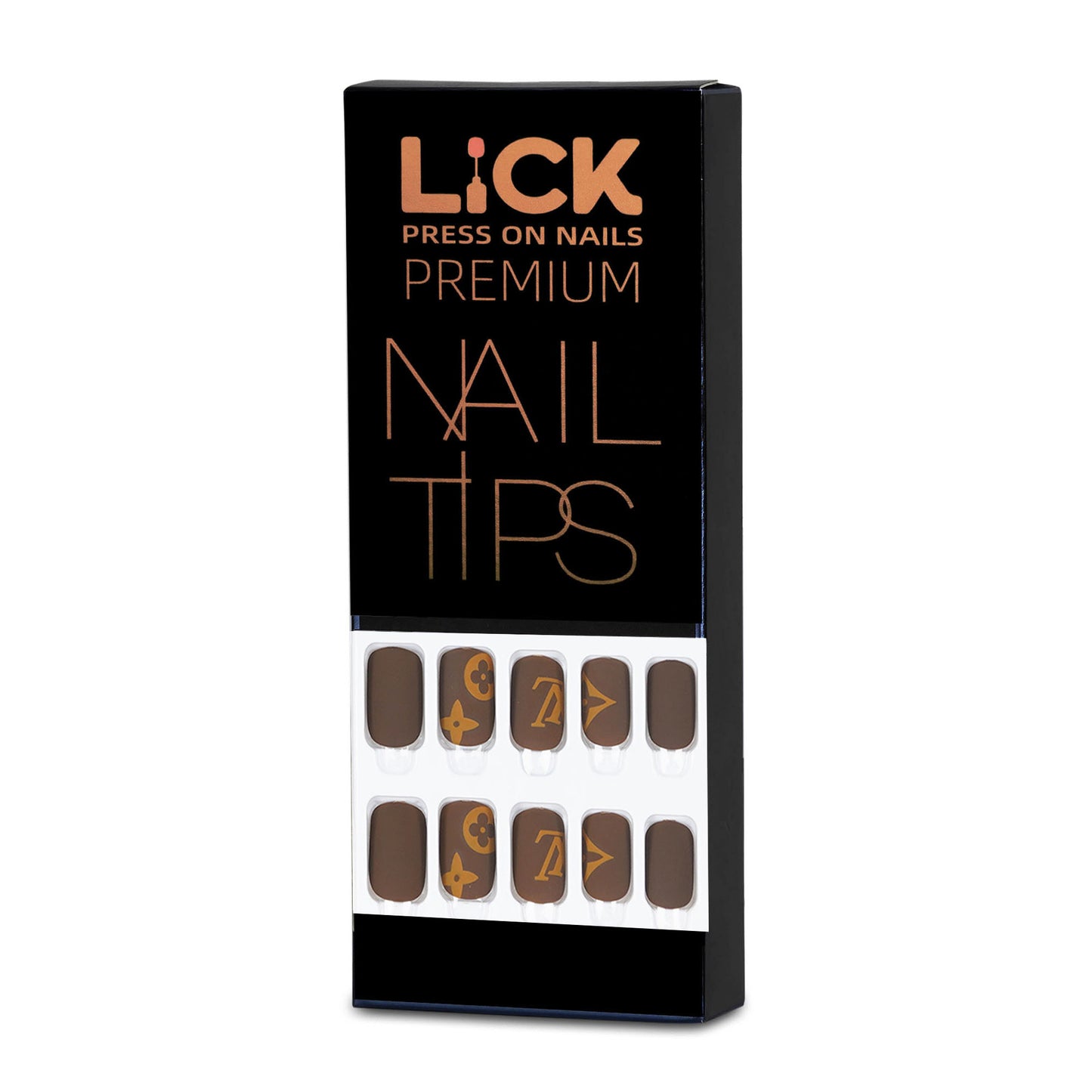 LICK NAILS Nude With Check Print Press on Nails