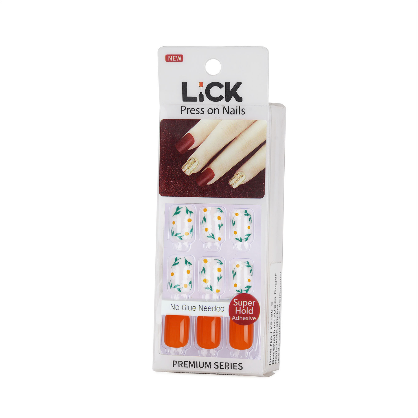 LICK NAILS Sleek  Perfect Orange Glossy French Press On Nails