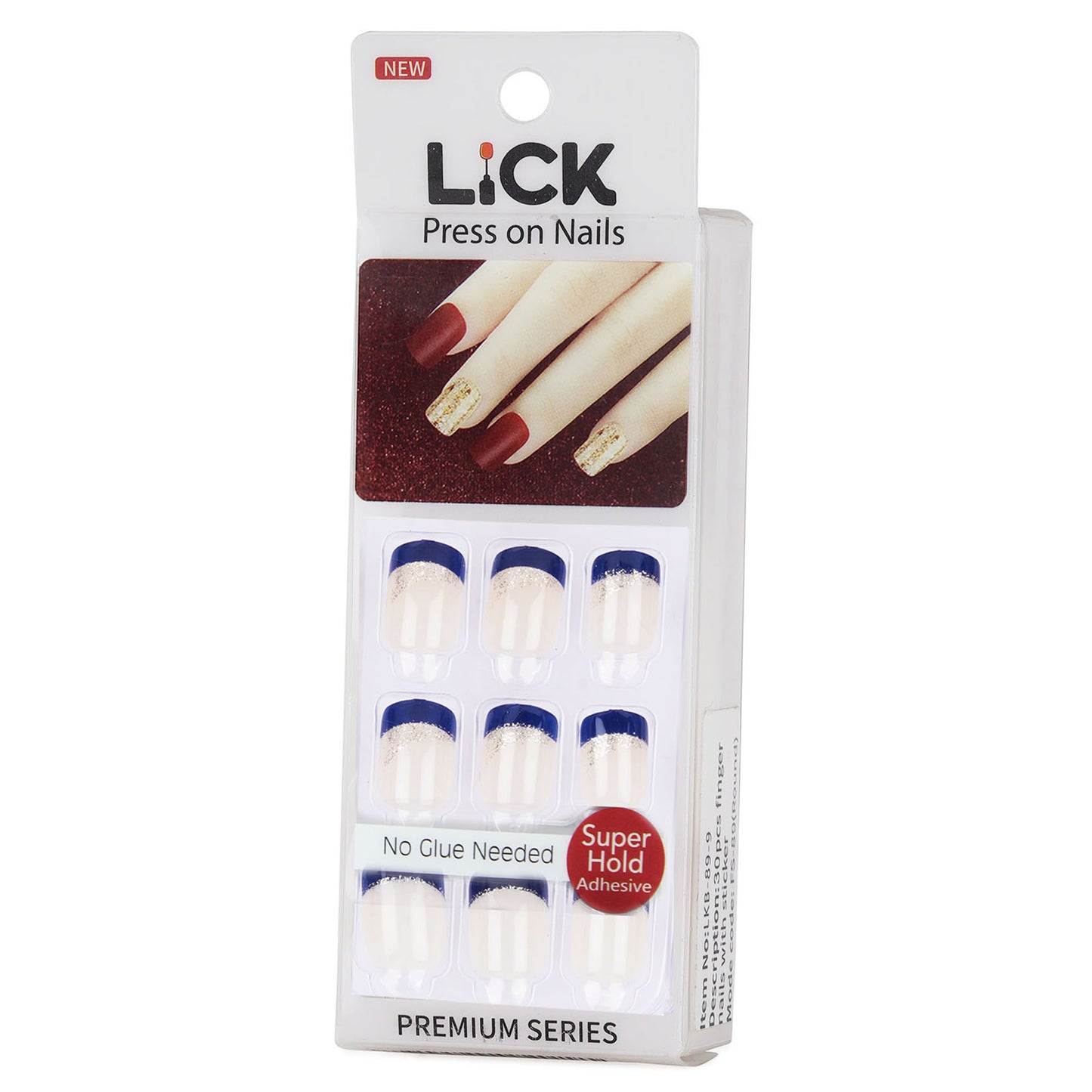 LICK NAILS Rubber Finish Royal Blue Press on Nails