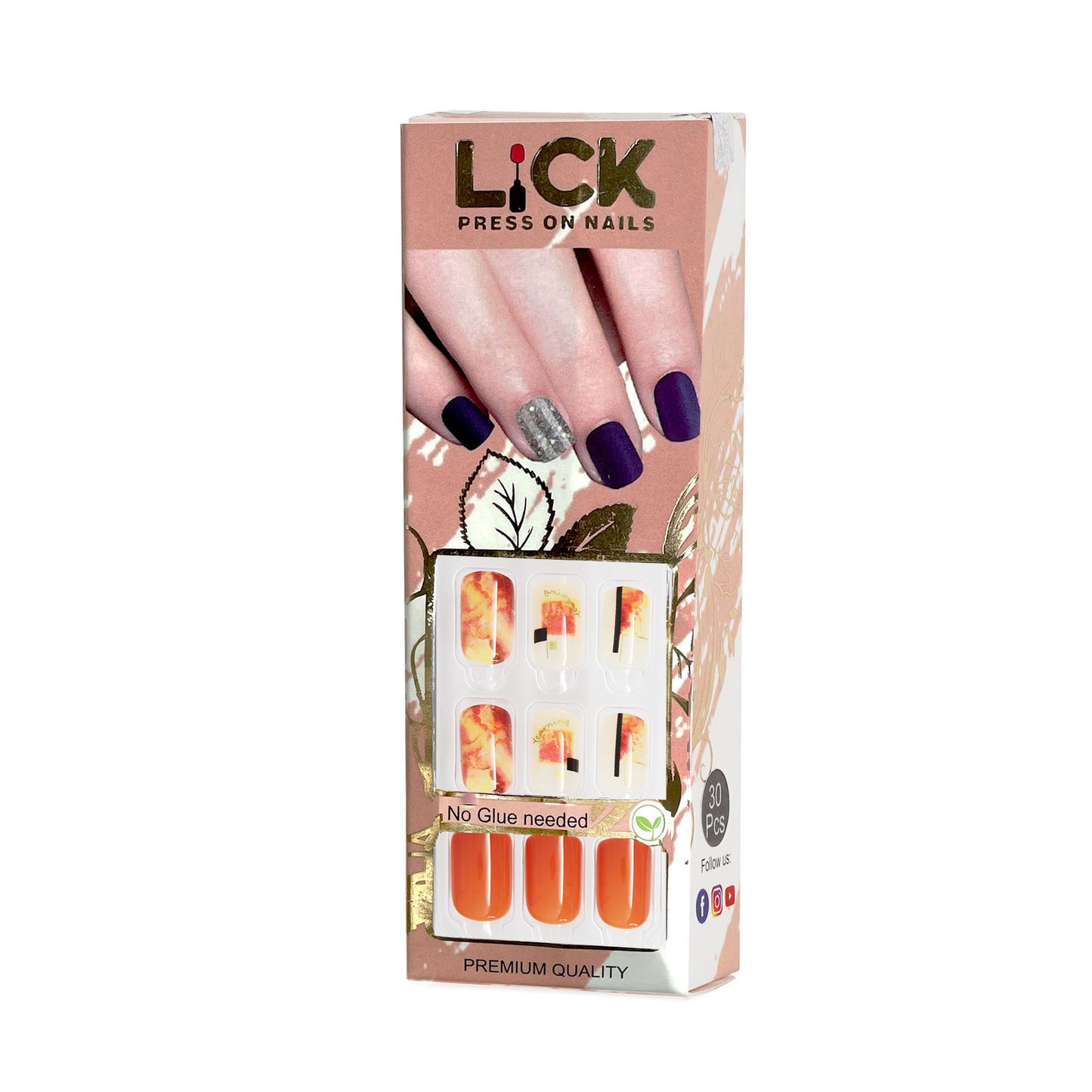 LICK NAILS Graphic Print with Crimson Red & White Press on Nails