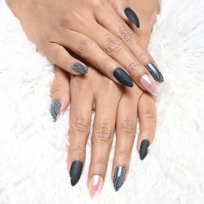 LICK NAILS Holographic Nude With Ombre Grey Press On Nails