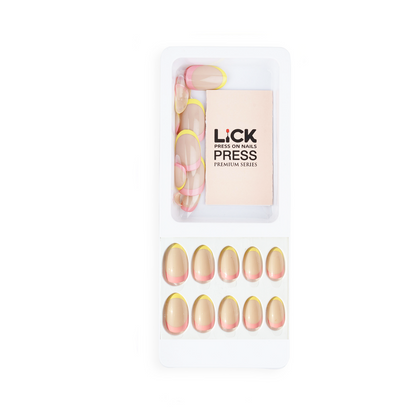 LICK NAILS Oval Shape Nude With French Tips Press On Nails