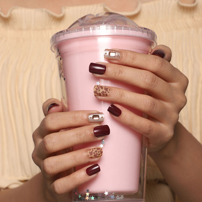 LICK NAILS Deep Wine With stud Design Press on Nails