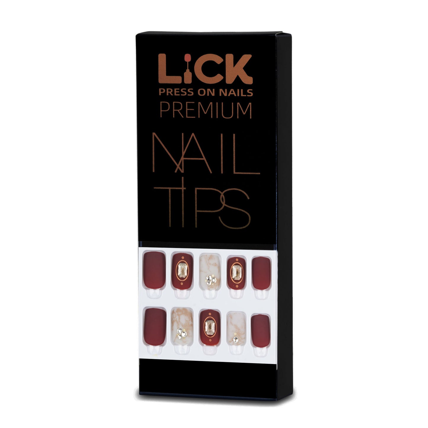 LICK NAILS Glossy Mauve Purple Square Press On Nails