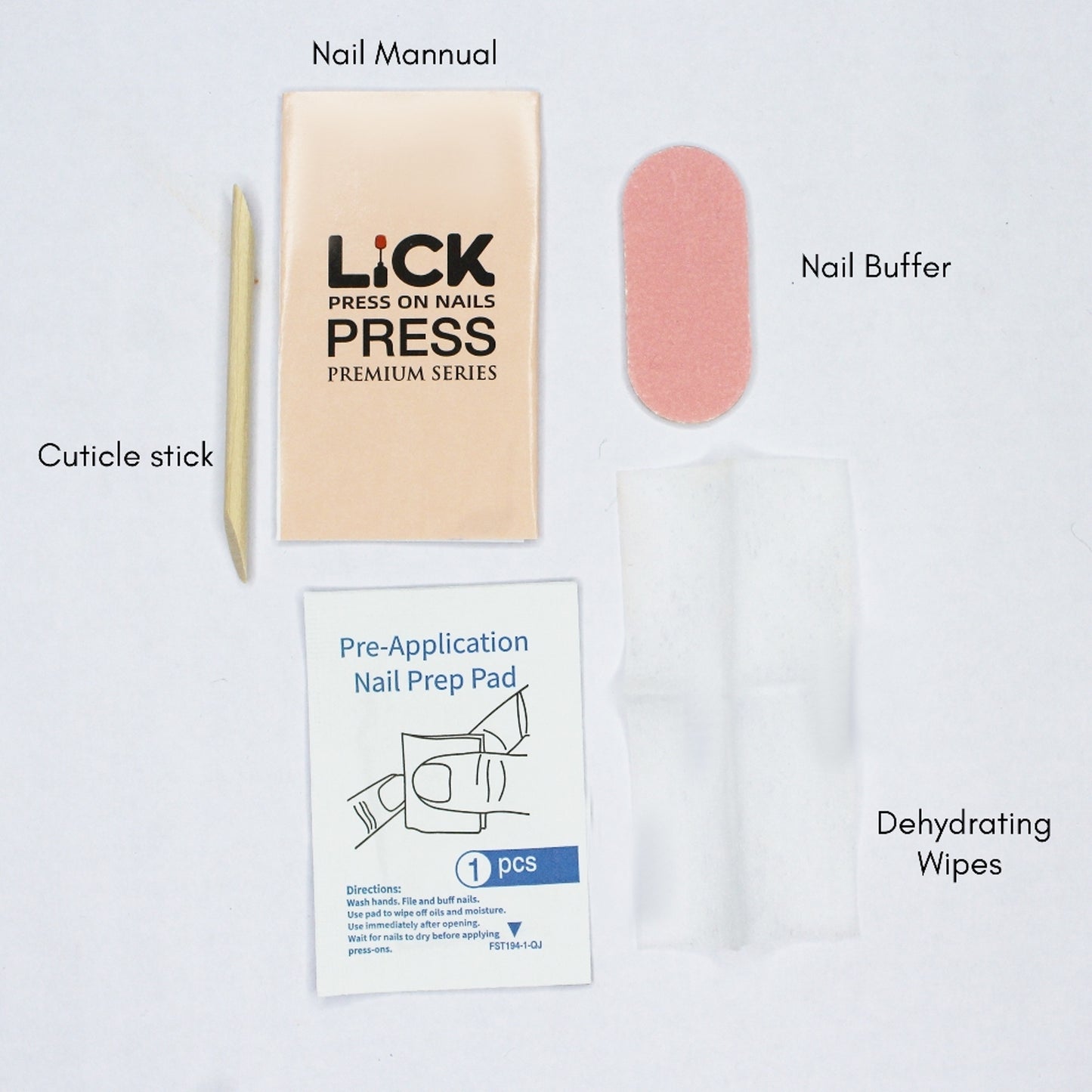 LICK NAILS Griege with check print Shade Press on Nails