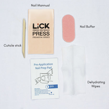 LICK NAILS Check Design Grey & Blue Press on Nails