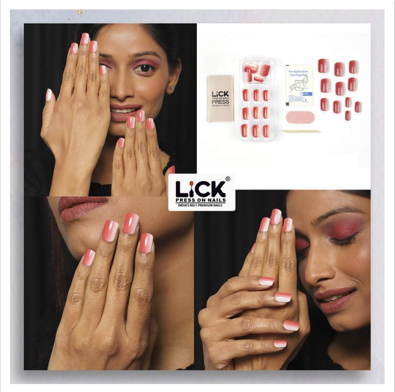 LICK NAILS Square Coral Pink Press On Nails