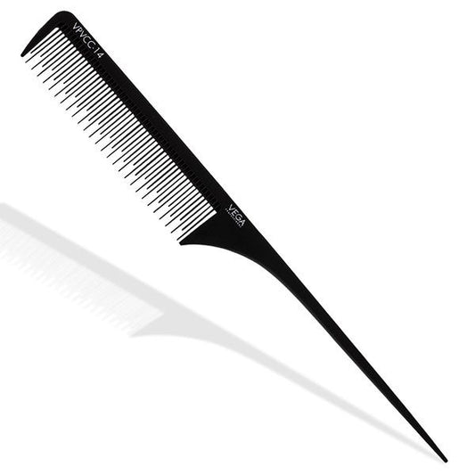 Vega Carbon Wide Teeth Tail Comb-Black Line