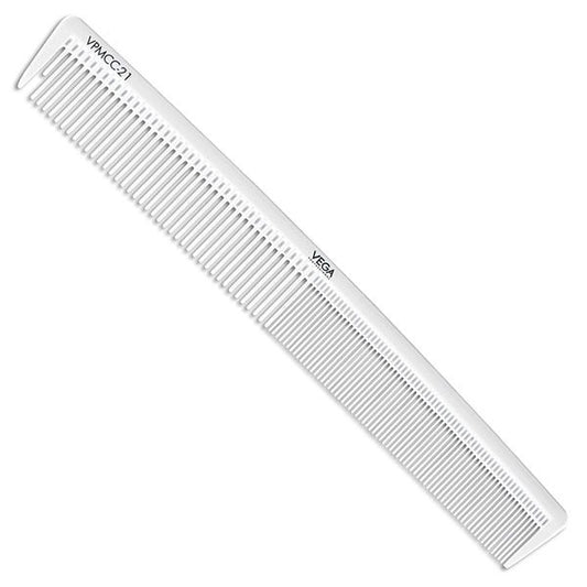 Vega Carbon Cutting Comb-White Line 7.25"