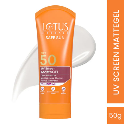 Lotus Herbal Safe Sun UV Screen MatteGEL Sunscreen SPF 50 PA+++ 50GM