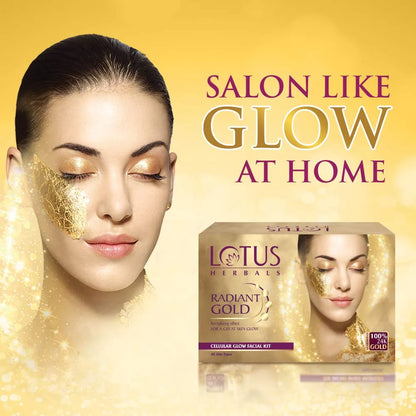 Lotus Herbals Radiant Gold Cellular Glow Facial Kit 4 in 1 |