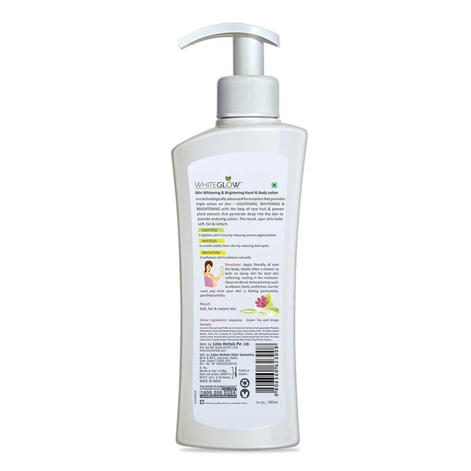Lotus Herbal Whiteglow Skin Whitening & Brightening Hand & Body Lotion Spf 25 Pa+++ (300ml)